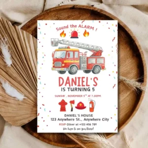Fire Truck Birthday Invitation | Fire Truck Birthday party ideas