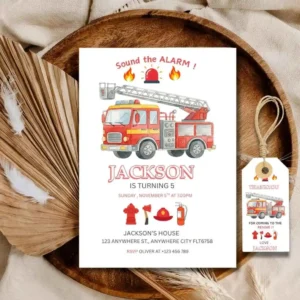 Kids Fire Truck Birthday Invitation | Fire Truck Birthday party ideas For Kids