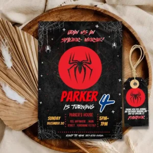 Super Hero Birthday Invitation , Spidey 4TH Birthday Invitation