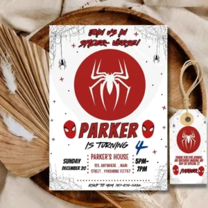 Spidey Birthday Invitation,Super Hero Kids 4TH Birthday Invite