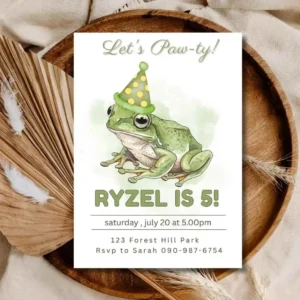 Frog Birthday Invitation, Funny Frog Birthday Invite For Kids
