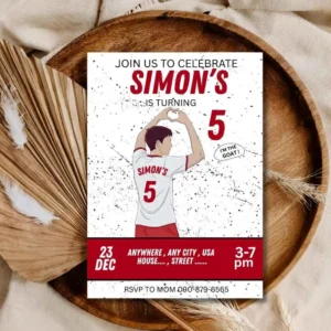 Football Birthday Invitation, kids Soccer Party Invitation Template