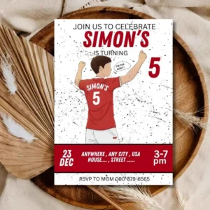 Kids Soccer Birthday Party Invitation, Football Game Invitation