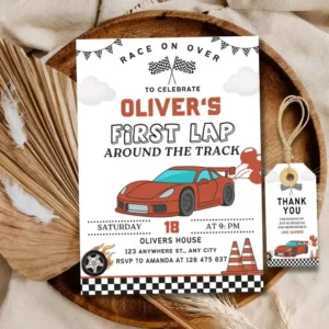 Racing Car Birthday Invitation,Kids Sports Car Theme Party Invitation