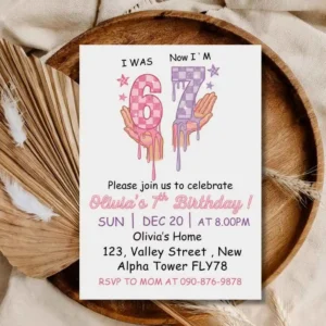 6 7 Birthday Invitation , Funny Trending Meme 67 Ice Cream Drip Style Birthday Invitation