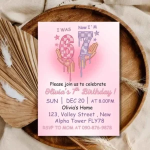 6 7 Birthday Invitation , Funny Trending Meme 67 Ice Cream Drip Style Birthday Invitation
