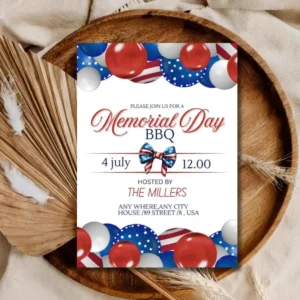4Th Of July Patriotic Day Invitation, Memorial Day Invitation Template