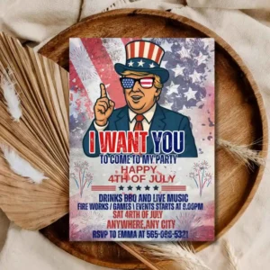 4Th Of July Patriotic Day Invitation, Funny Donald Trump Independence Day Invitation