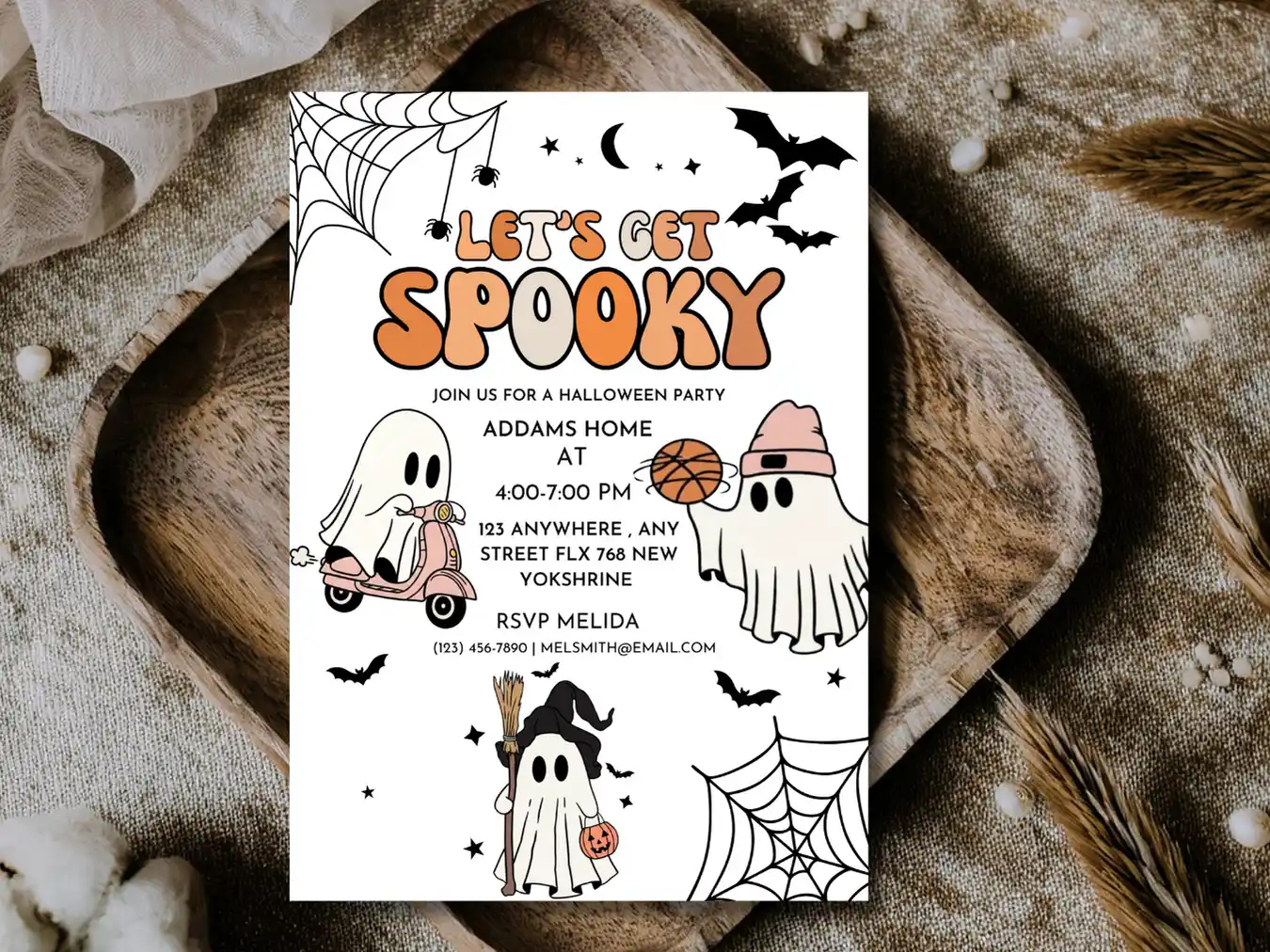 Cute Ghost Halloween Party Invitation – Let’s Get Spooky Theme