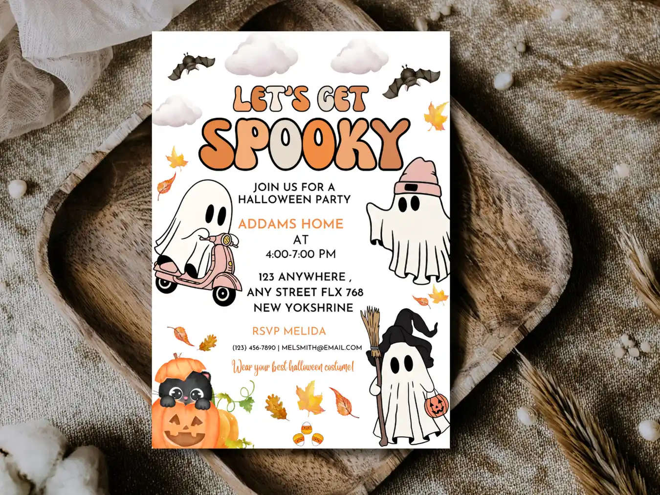Ghost Theme Halloween Party Invite – Editable Template