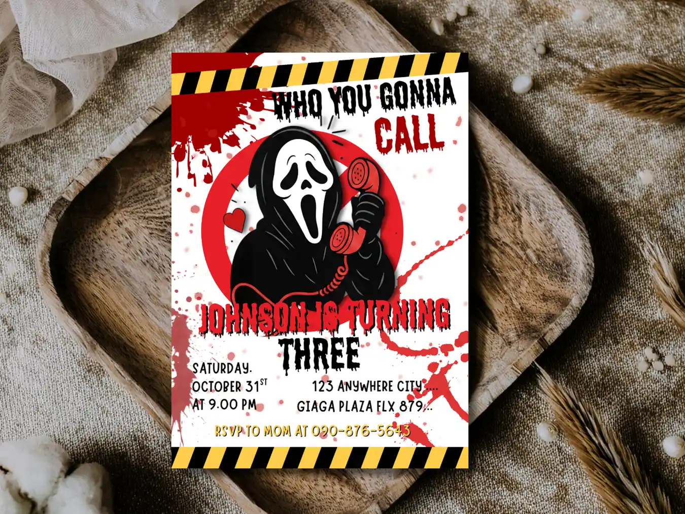 Ghost Theme 3rd Birthday Invitation