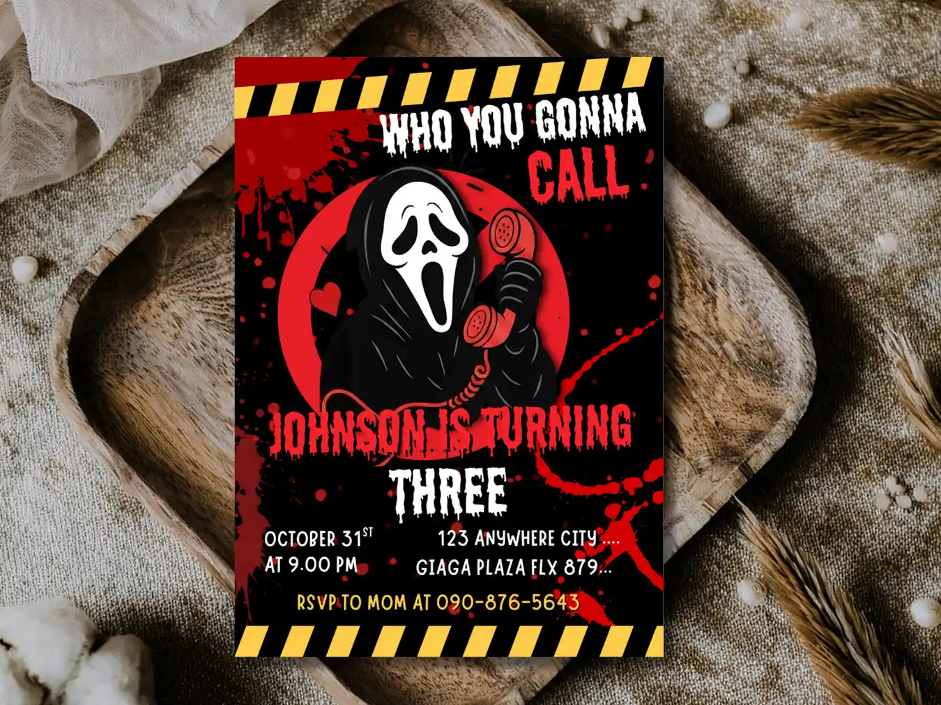 Ghost Face 3rd Birthday Invitation