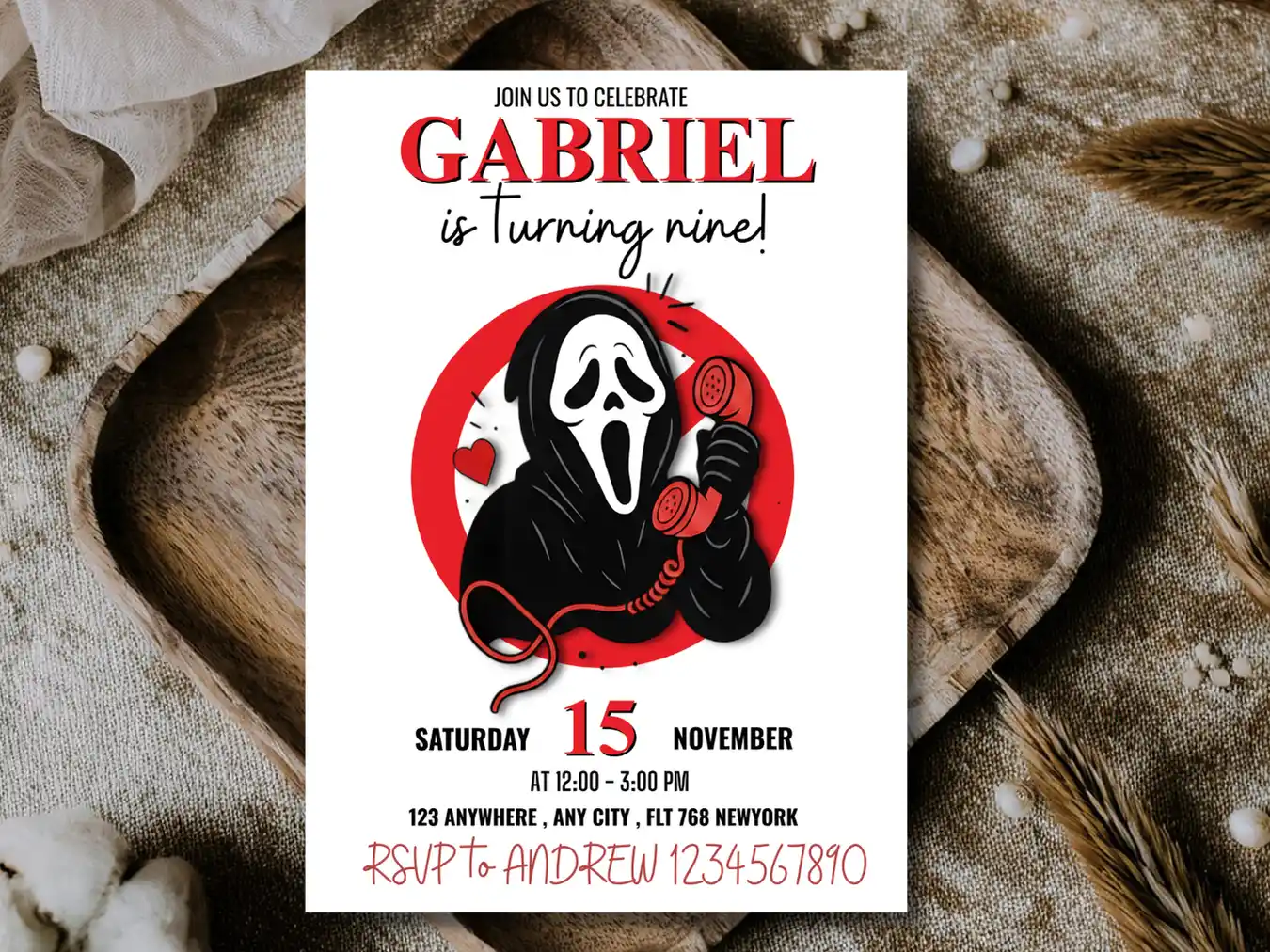 Ghost Costume Party Birthday Invitation – Halloween Kids Celebration Invite