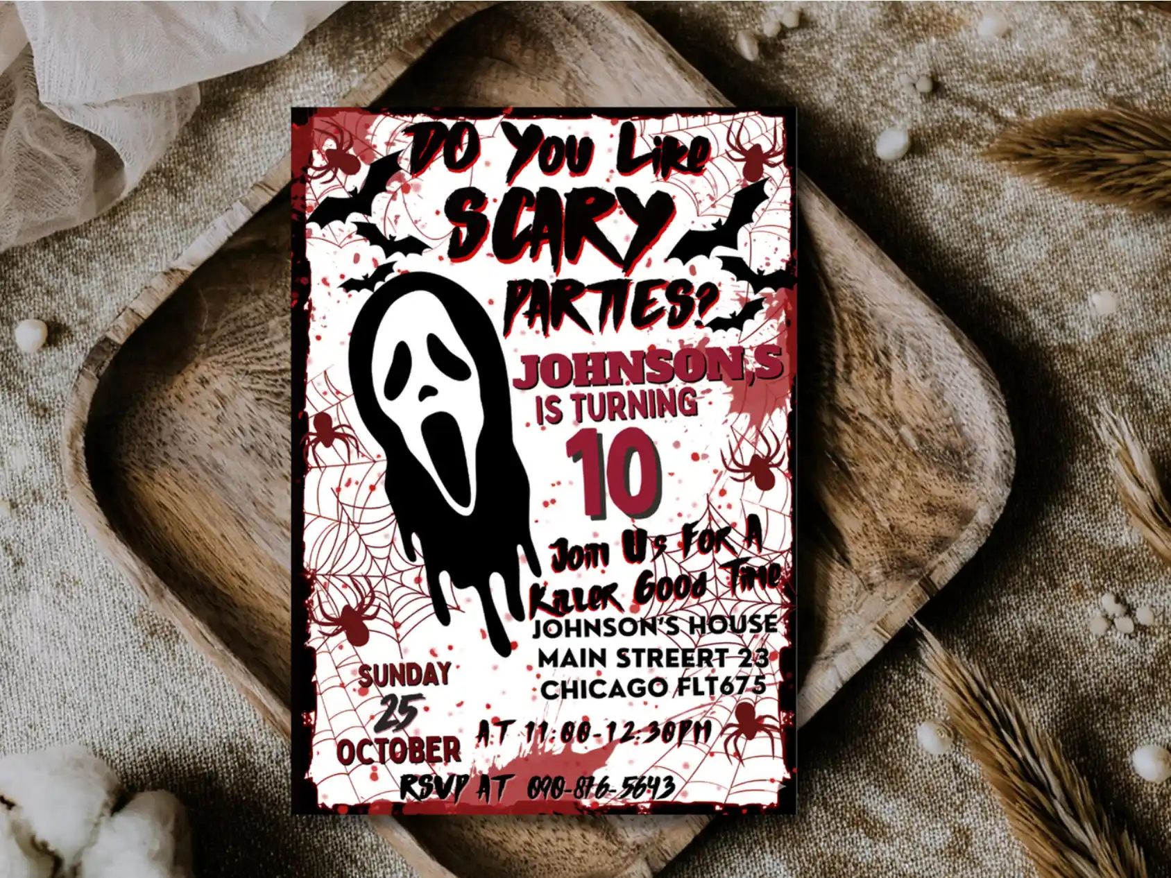 Scary Ghost Halloween 10th Birthday Invitation for Kids - Image 2