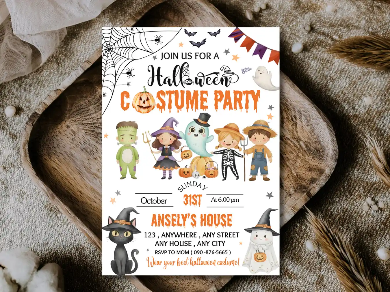 Trick or Treat Halloween Costume Party Invitation for Kids - Image 2