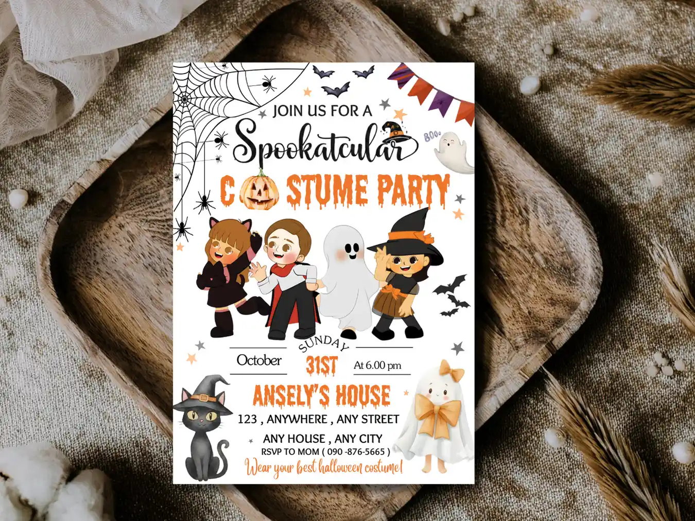 Creepy-Cute Halloween Costume Party Invite for Little Monsters