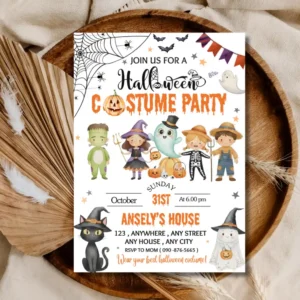 Trick or Treat Halloween Costume Party Invitation for Kids