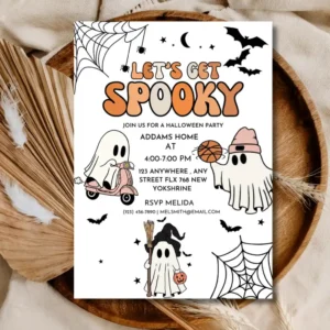 Cute Ghost Halloween Party Invitation – Let’s Get Spooky Theme