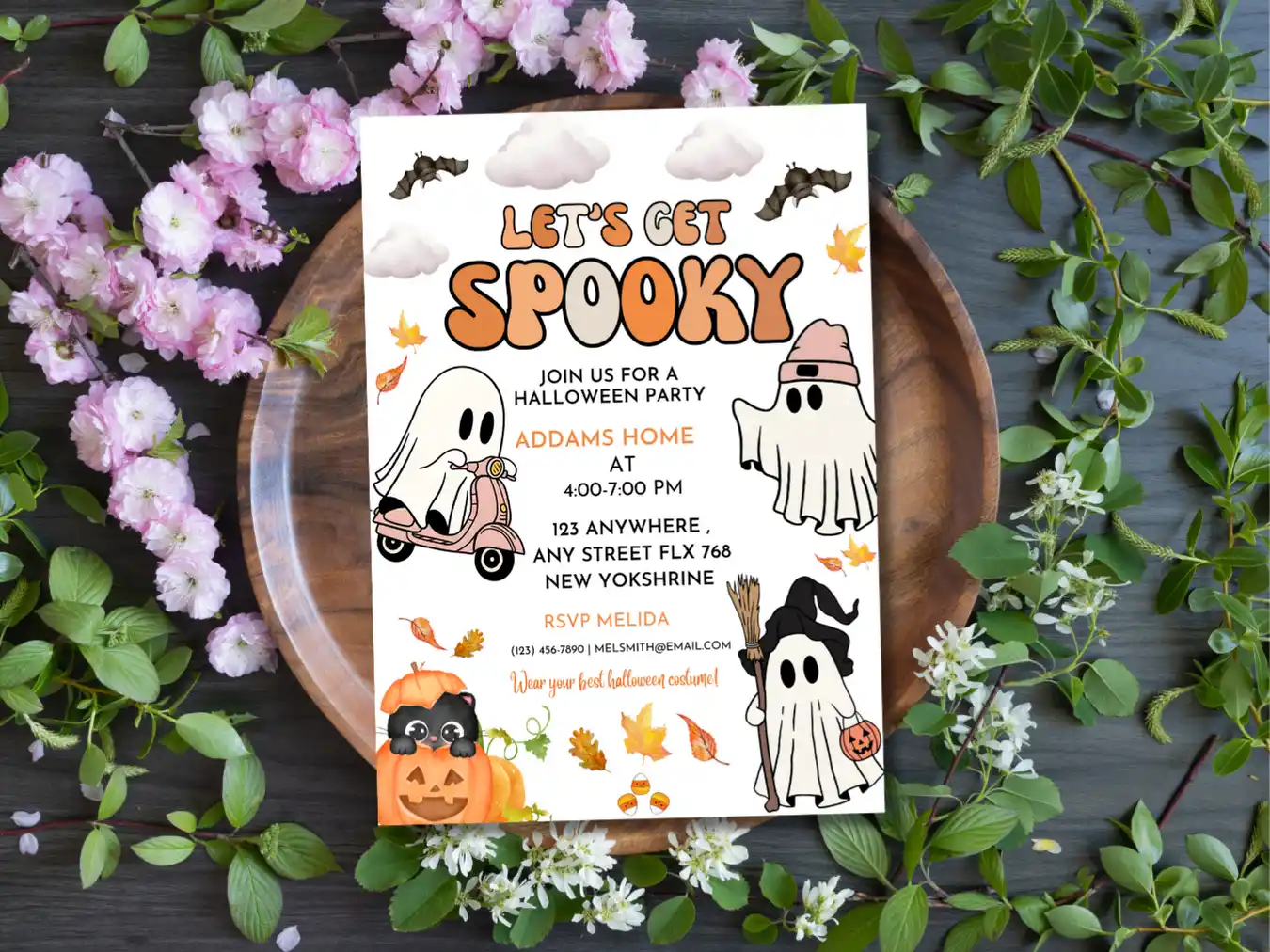 Kids Halloween Celebration Invitation with Cute Ghost - Image 5