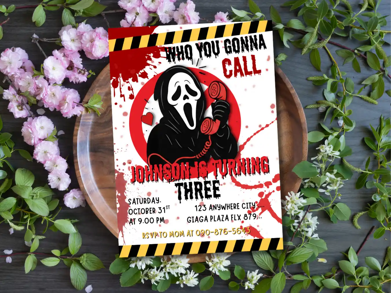 Printable Ghost Theme 3rd Birthday Invitation – Scary Fun Halloween Party Invite - Image 5