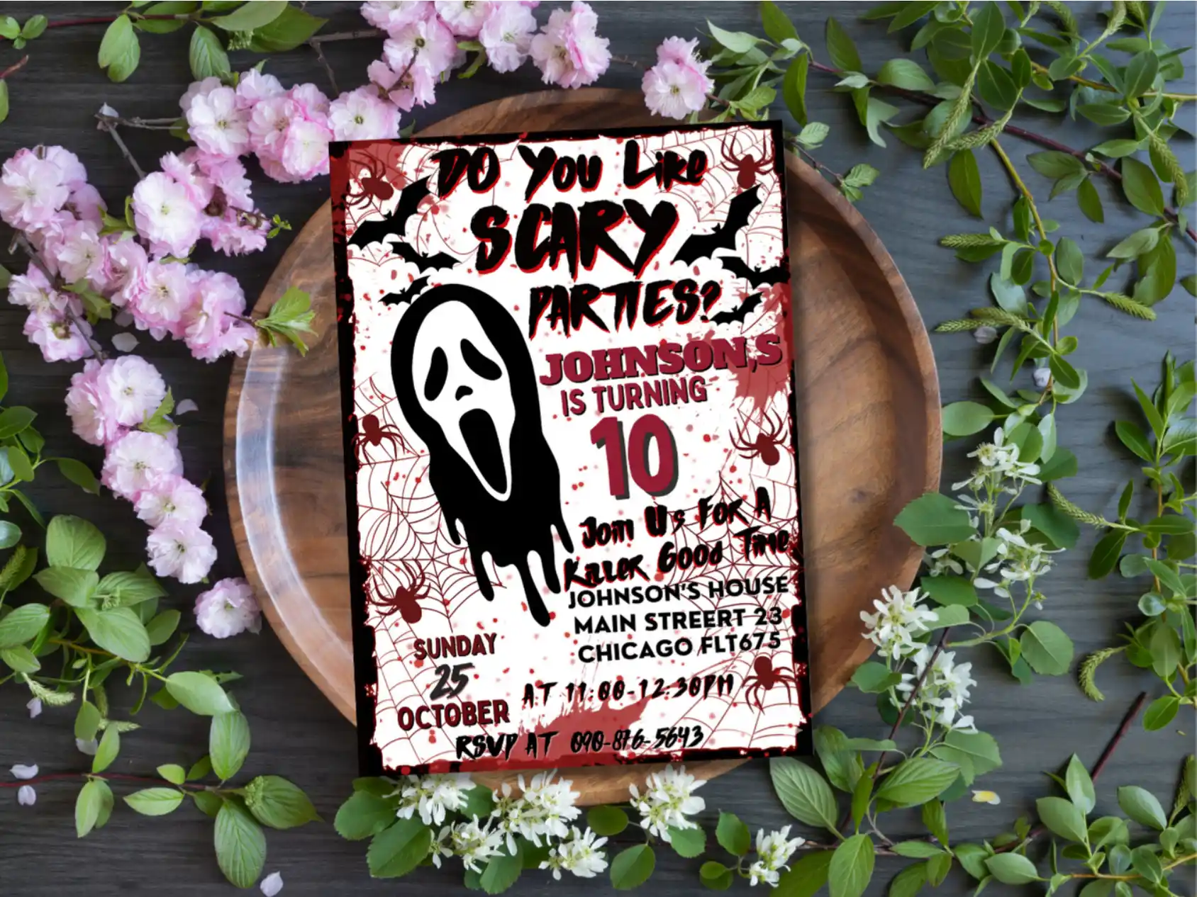 Scary Ghost Halloween 10th Birthday Invitation for Kids - Image 5