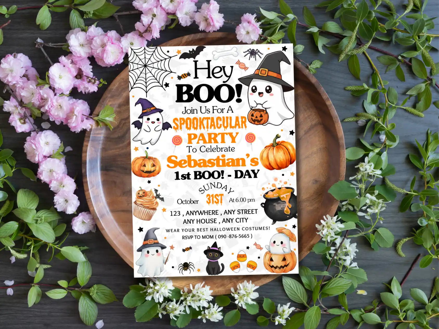 Cute & Spooky Ghost Halloween First Birthday Invite - Image 5