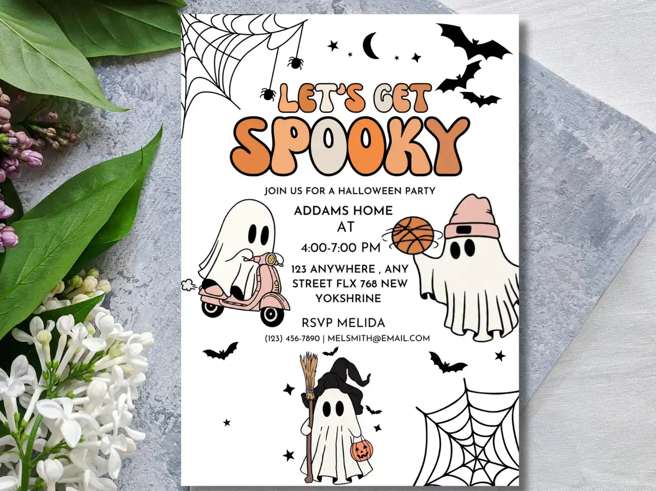Cute Ghost Halloween Party Invitation – Let’s Get Spooky Theme - Image 4