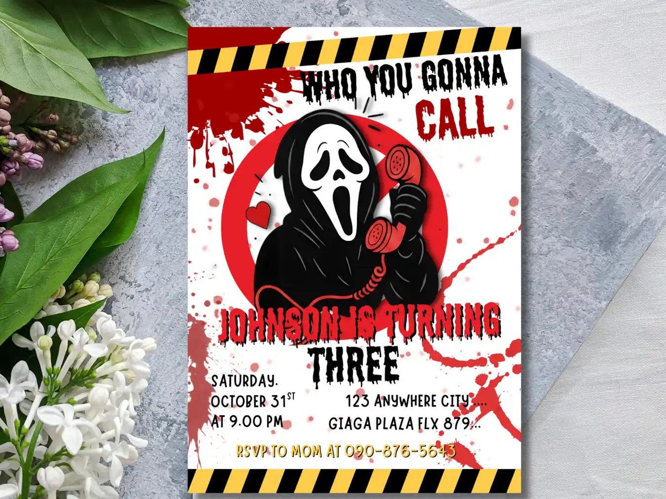 Printable Ghost Theme 3rd Birthday Invitation – Scary Fun Halloween Party Invite - Image 4