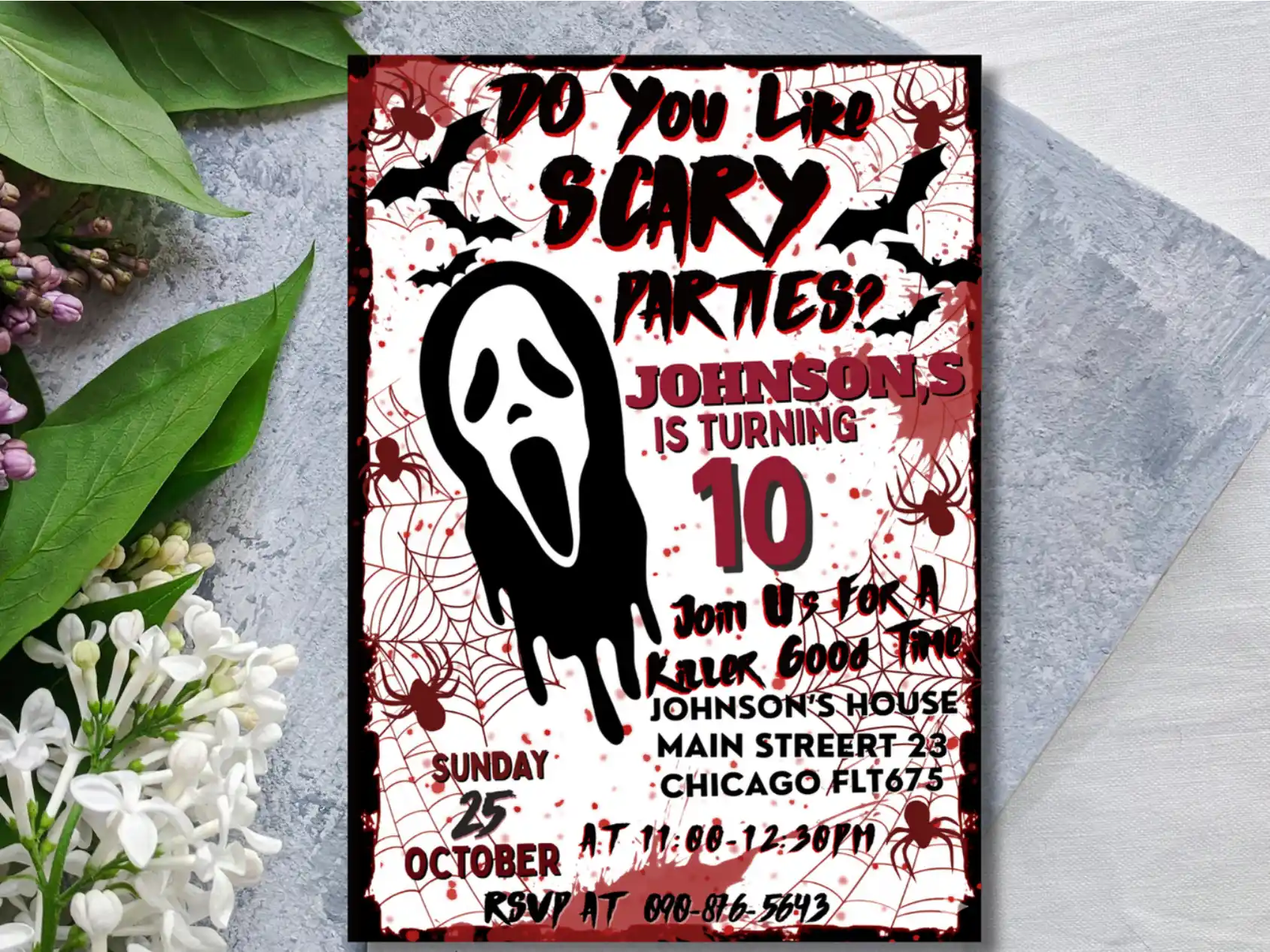 Scary Ghost Halloween 10th Birthday Invitation for Kids - Image 4