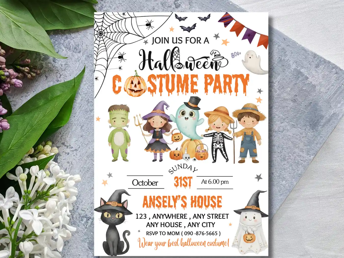 Trick or Treat Halloween Costume Party Invitation for Kids - Image 4