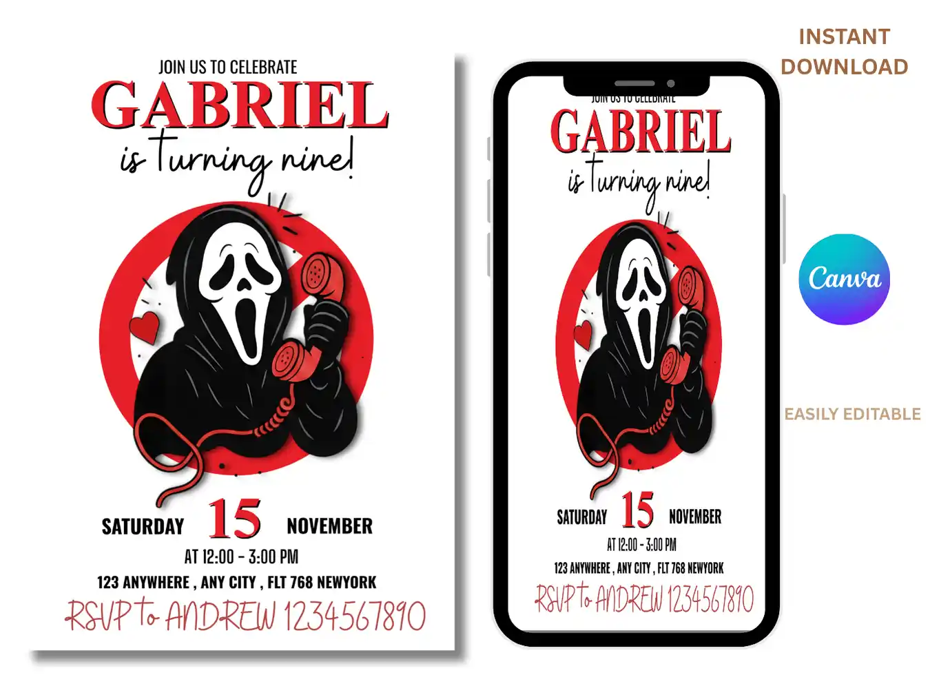 Ghost Costume Party Birthday Invitation – Halloween Kids Celebration Invite - Image 3