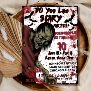 Zombie Theme Halloween Party Invitation