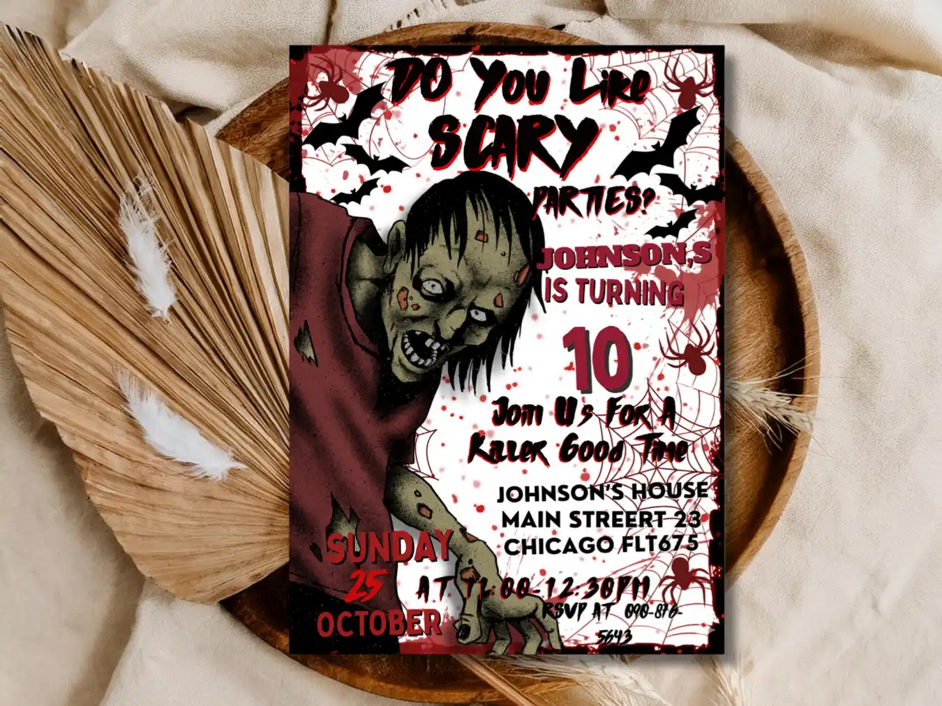 Zombie Theme Halloween Party Invitation