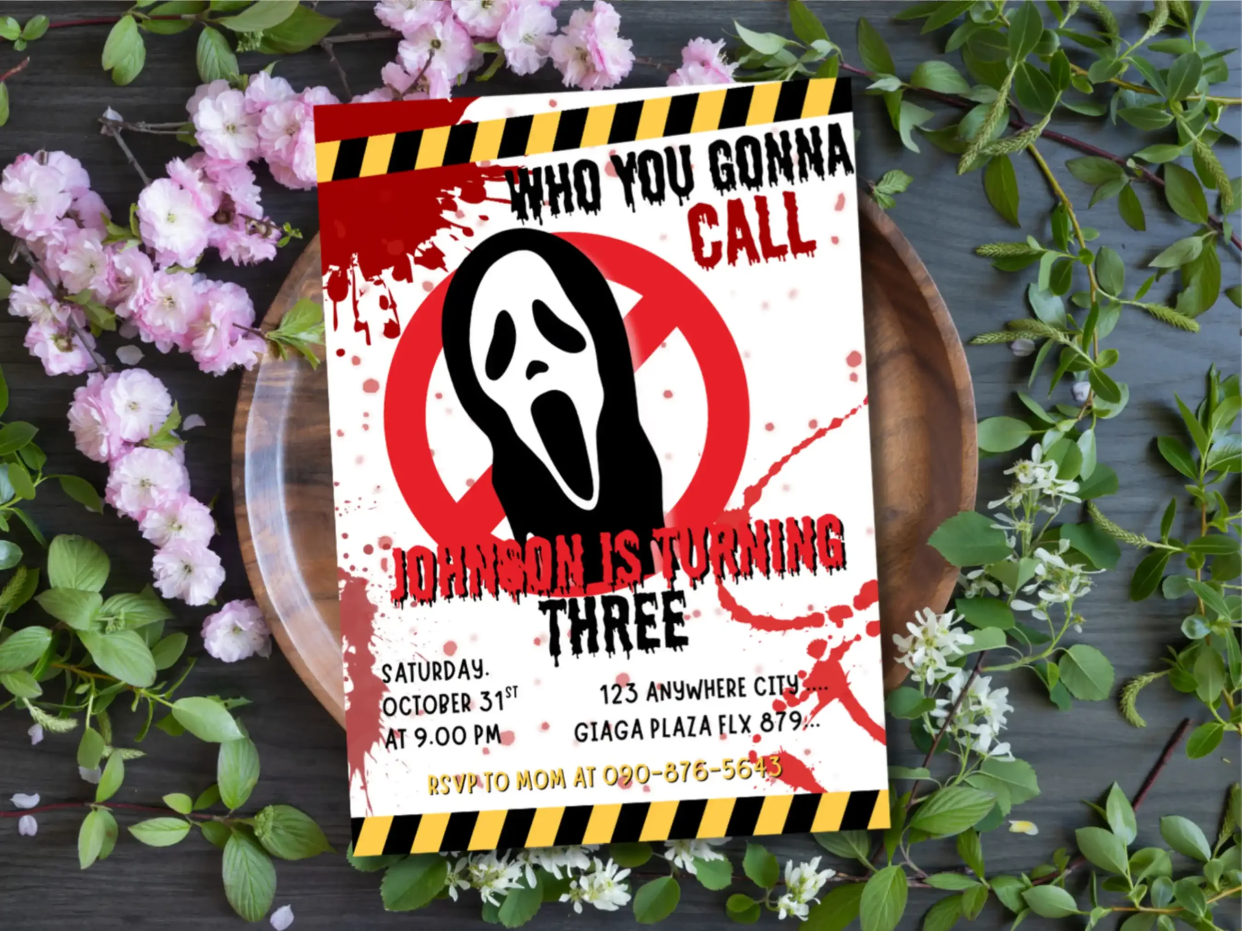 Editable Ghostbusters Kids 3rd Birthday Invitation , Ghost Face Horror Party Invite - Image 5