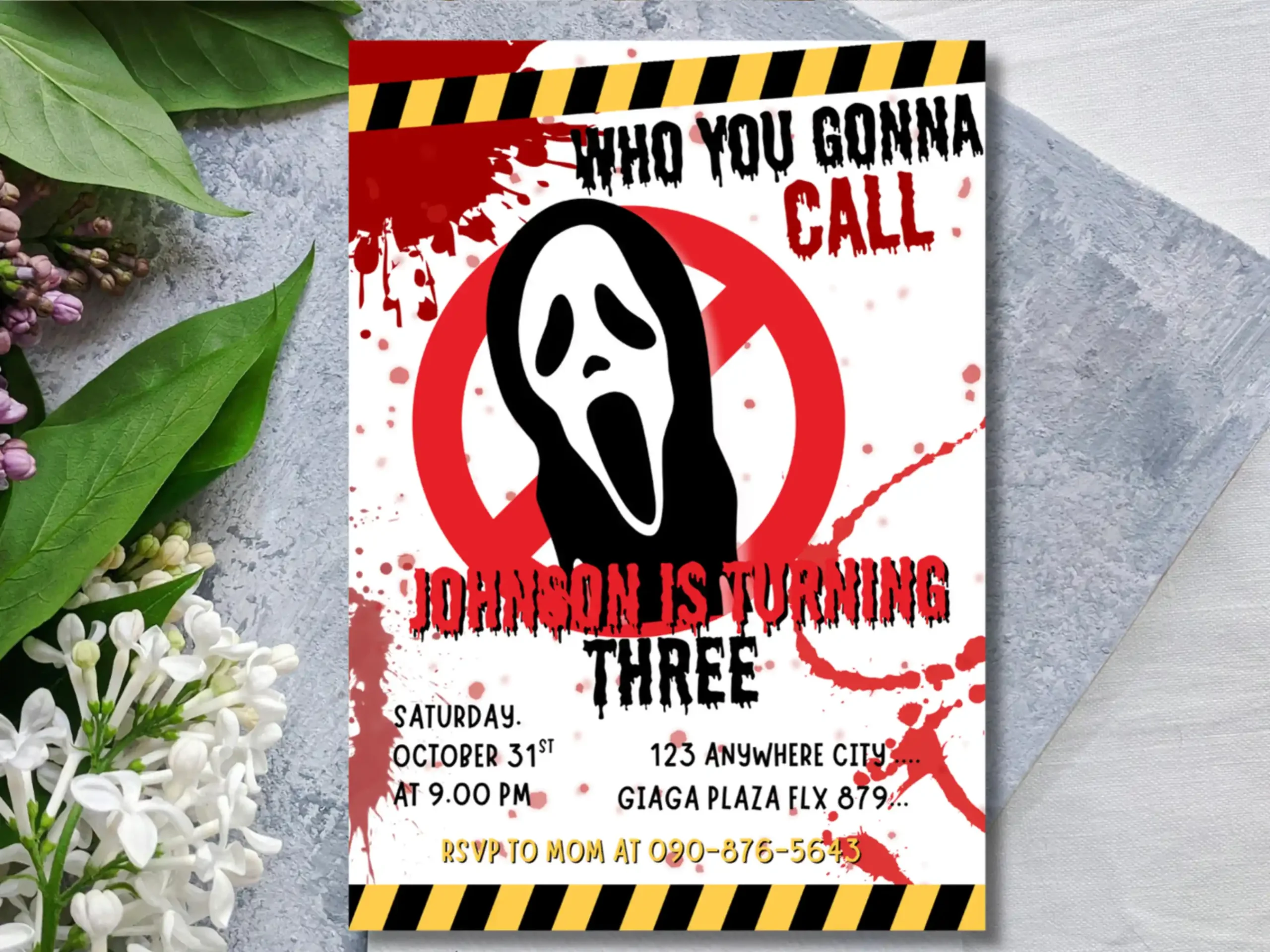 Editable Ghostbusters Kids 3rd Birthday Invitation , Ghost Face Horror Party Invite - Image 4