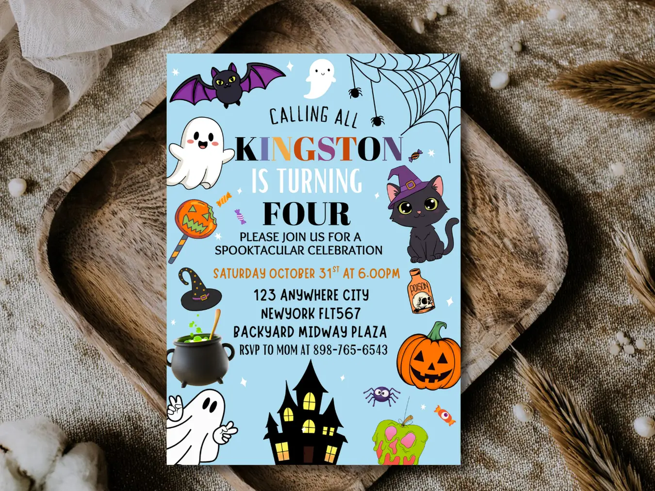 Kids Halloween 4th Birthday Invitation: Spooky Halloween Costume Party