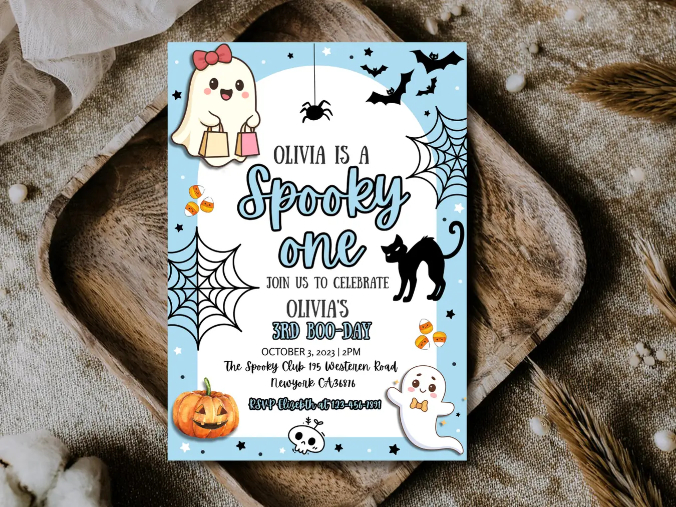 Halloween 3rd Boo Day Invitation – Spooky One Kids Birthday Party Invite Template