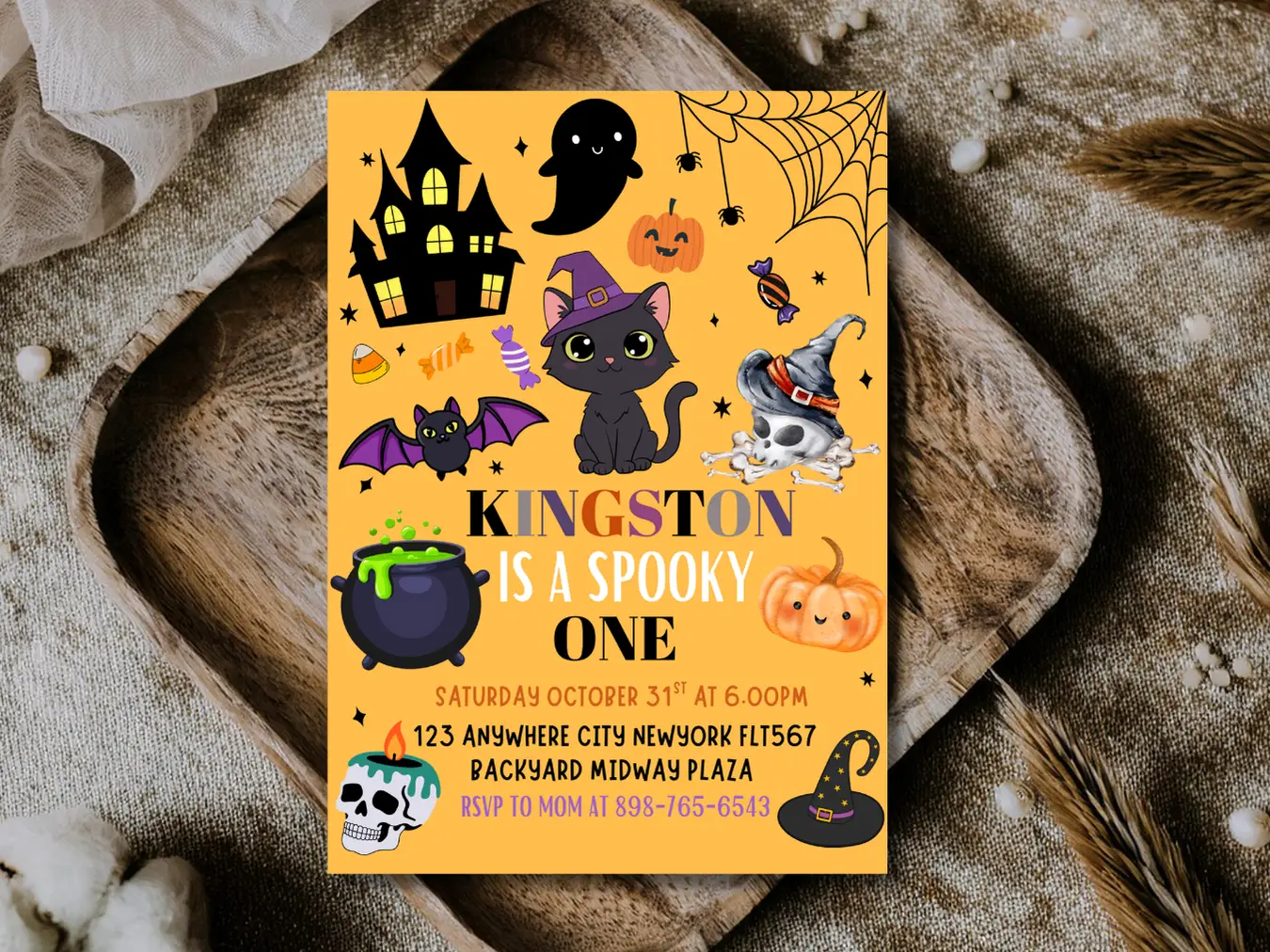 Editable Halloween 1st Birthday Party Invitation – Spooky One Theme