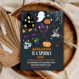 Editable Spooky One 1st Birthday Invitation – Halloween Kids Party Invite
