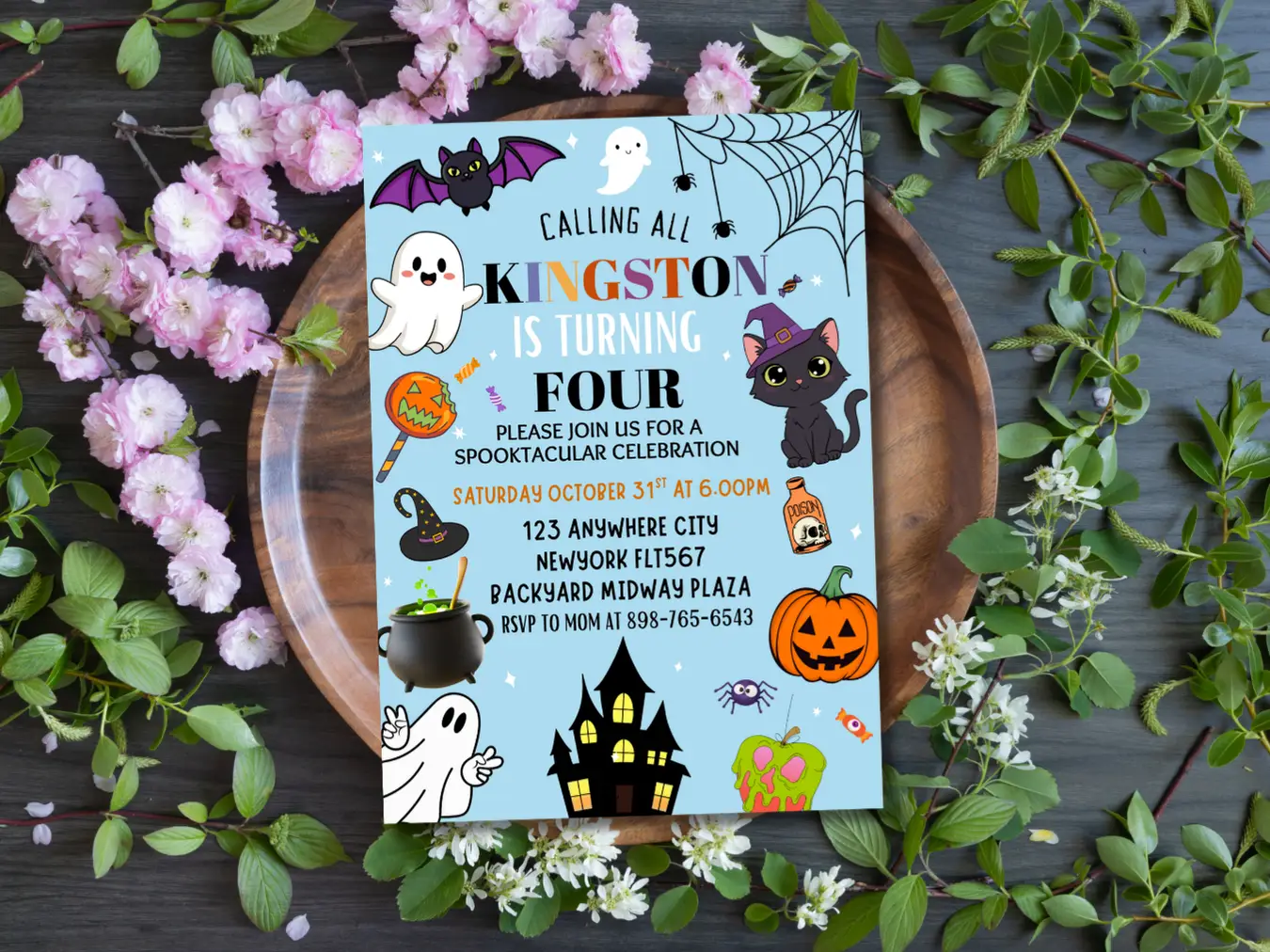 Kids Halloween 4th Birthday Invitation: Spooky Halloween Costume Party - Image 5