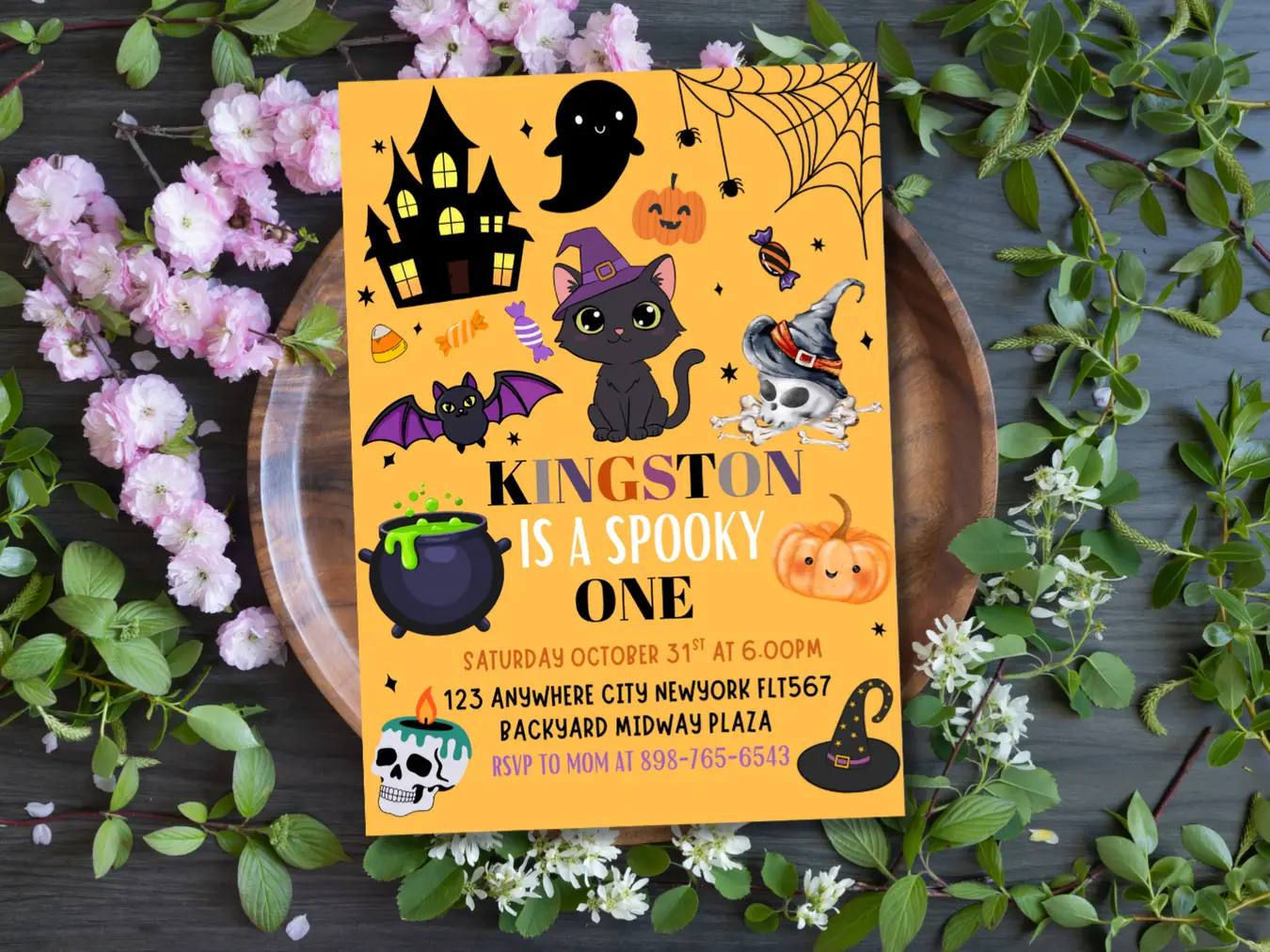 Editable Halloween 1st Birthday Party Invitation – Spooky One Theme - Image 5