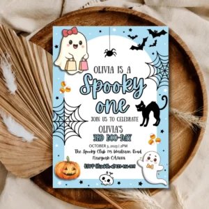 Halloween 3rd Boo Day Invitation – Spooky One Kids Birthday Party Invite Template