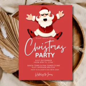 Christmas Party Invitation 🎅🎄 | Cute Santa Holiday Party Invite | Festive Celebration Card