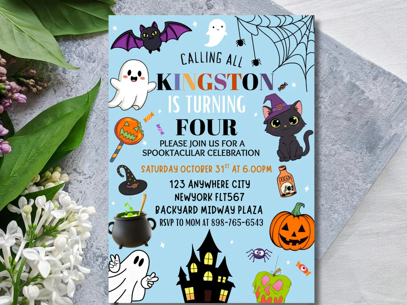 Kids Halloween 4th Birthday Invitation: Spooky Halloween Costume Party - Image 4