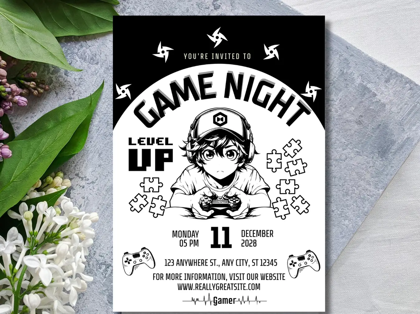 Game Night Birthday Invitation – Level Up Gamer Party Invite for Kids - Image 4