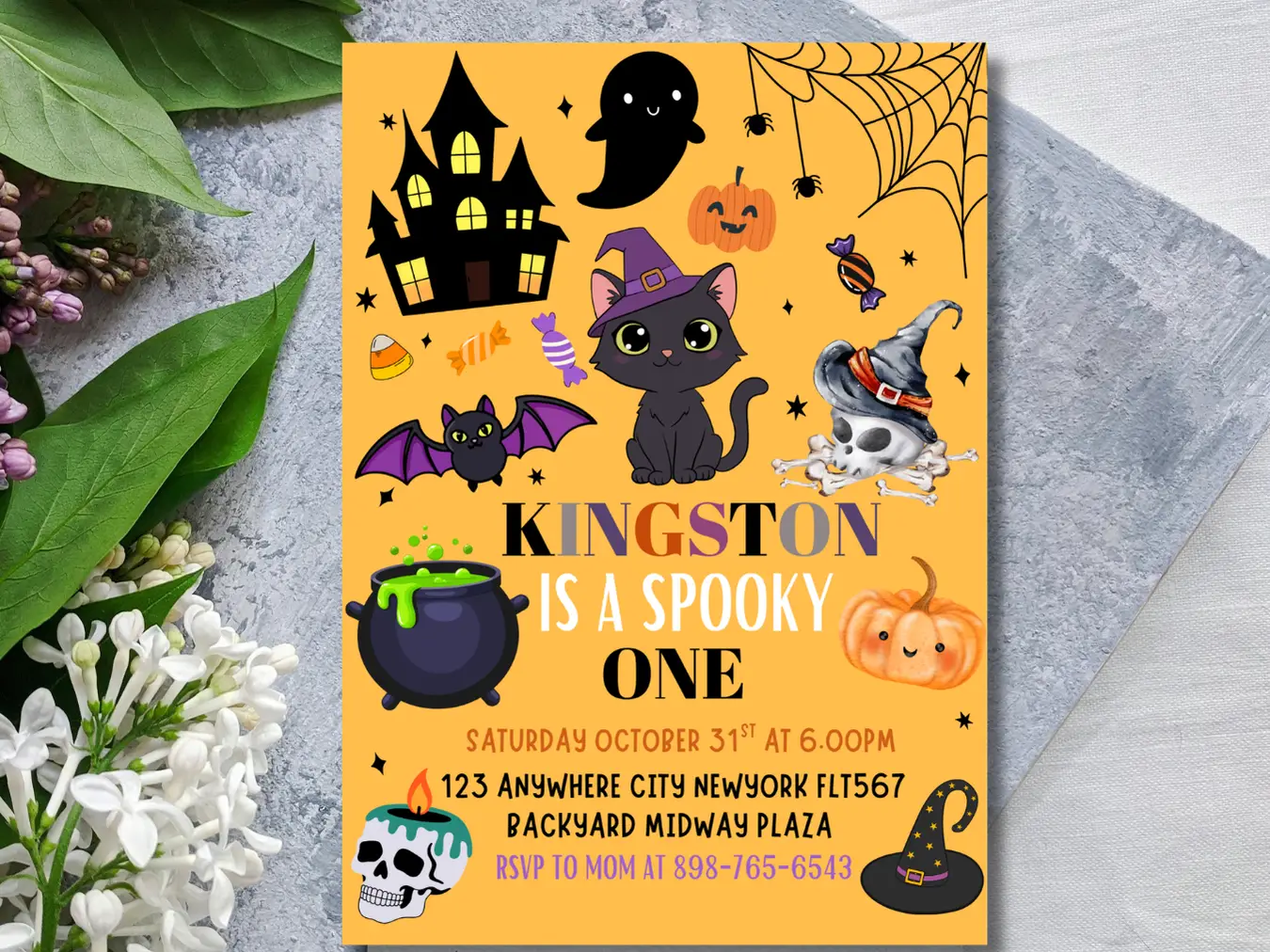 Editable Halloween 1st Birthday Party Invitation – Spooky One Theme - Image 4