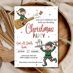 Elf Christmas Party Invitation Printable