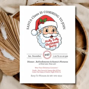 Jolly Santa Christmas Invitations