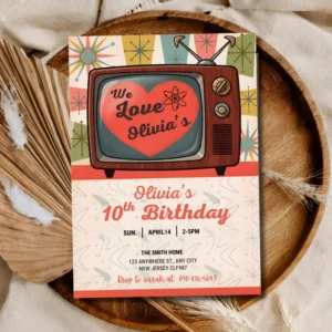 Vintage Retro 10th Birthday Party Invite | Custom Kids Birthday Card
