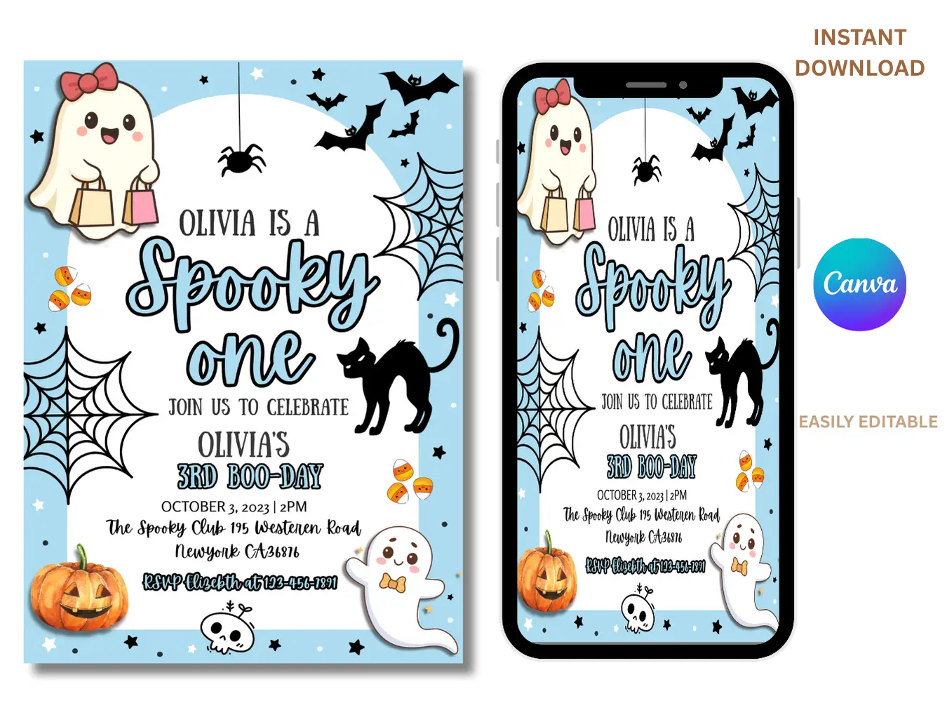 Halloween 3rd Boo Day Invitation – Spooky One Kids Birthday Party Invite Template - Image 3